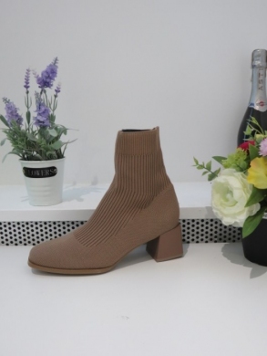 Botki damskie na obcasie (36-41) 9503 KHAKI