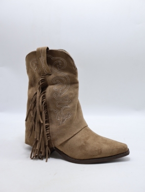 Botki damskie ocieplane na obcasie (36-41) 8-1062C KHAKI