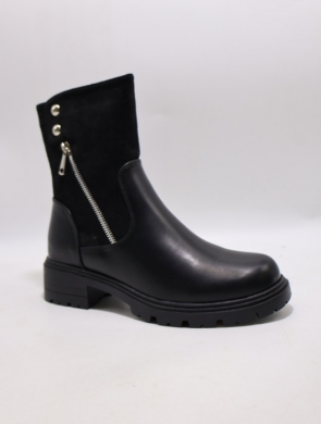 Botki damskie ocieplane na płaskim (36-41) X2301 BLACK