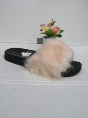 Klapki damskie z futerkiem (36-41) DT6-B18 PINK/BLACK