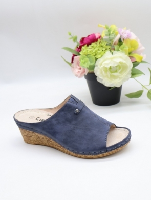Klapki damskie na koturnie (36-41) C9917-9 NAVY