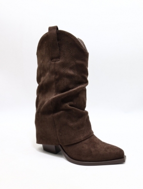 Kozaki damskie na obcasie (36-41) 2501A BROWN