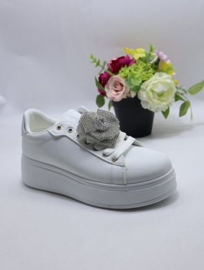 Buty sportowe damskie na płaskim (36-41) WW210 WHITE/SILVER