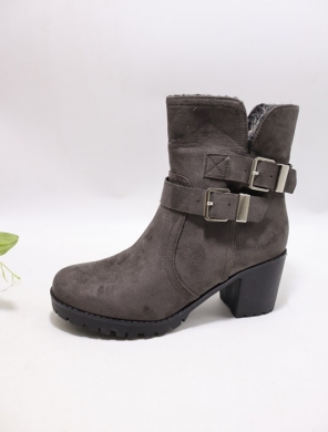 Botki damskie ocieplane na obcasie (36-41) 1446-3 GREY