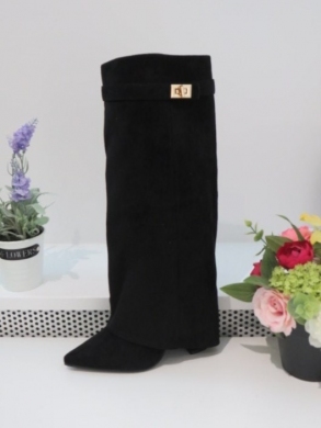 Kozaki damskie na obcasie (36-41) 9501A BLACK