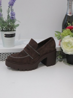 Półbuty damskie na obcasie (36-41) 9256 BROWN