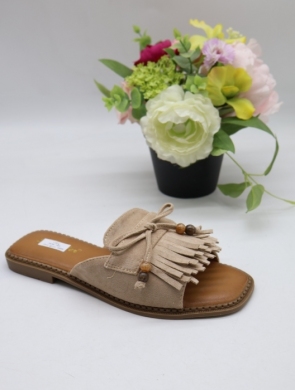 Klapki damskie na płaskim (36-41) HD-58 BEIGE