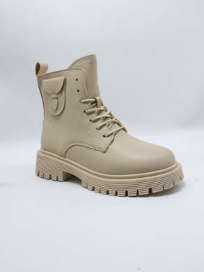 Botki damskie ocieplane na płaskim (37-42) E8209-3 BEIGE