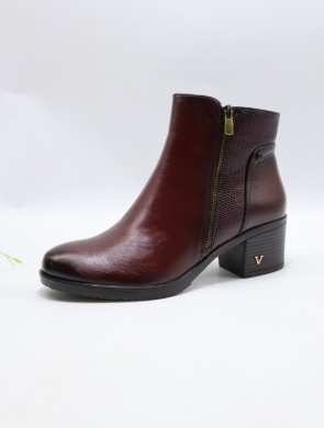 Botki damskie ocieplane na obcasie (36-41) YCC-79 BURGUNDY