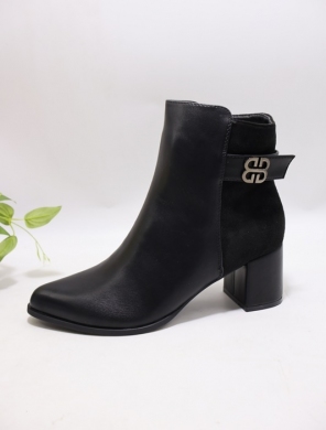 Botki damskie ocieplane na obcasie (36-41) 5855 BLACK