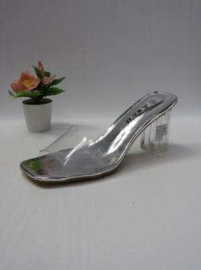 Klapki damskie na obcasie (36-41) D243 SILVER