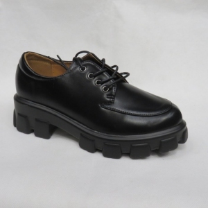 Półbuty damskie na płaskim (36-41) J21-403PU BLACK