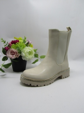 Botki damskie ocieplane na płaskim (36-41) HBL-74 BEIGE/PU
