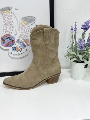 Kozaki damskie ocieplane na obcasie (36-41) 8619 KHAKI