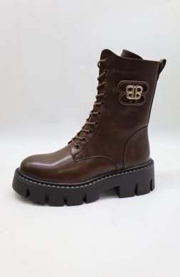 Botki damskie na płaskim (36-41) DE833 BR/PU