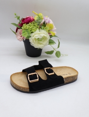 Klapki damskie na płaskim (36-41) 2410-1 BLACK