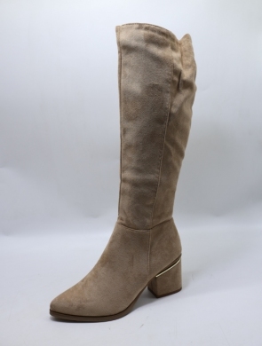Kozaki damskie ocieplane na obcasie (36-41) 00-6 KHAKI