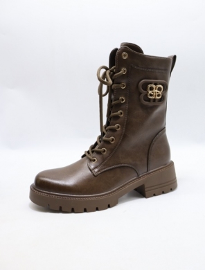 Botki damskie ocieplane na płaskim (36-41) SA7017-8 BROWN