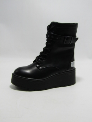 Botki damskie ocieplane na koturnie (36-41) 00-8 BLACK