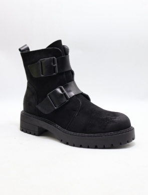 Botki damskie ocieplane na płaskim (36-41) K22008A BLACK