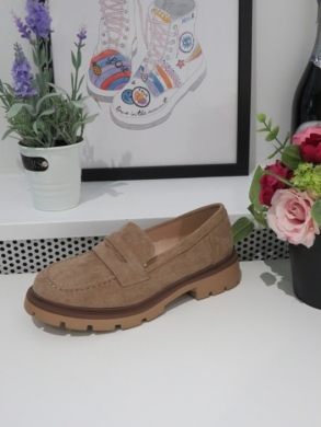 Mokasyny damskie na płaskim (36-41) 77-433 KHAKI