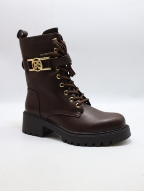 Botki damskie ocieplane na płaskim (36-41) BM175 BROWN