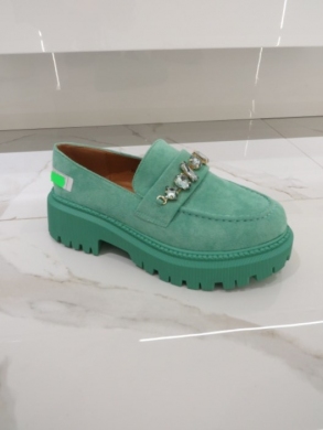 Mokasyny damskie na koturnie (36-41) H8-261 GREEN