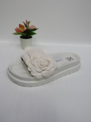Klapki damskie na płaskim (36-41) 98-57 WHITE