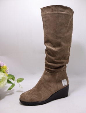 Kozaki damskie ocieplane na koturnie (36-41) 8818 KHAKI