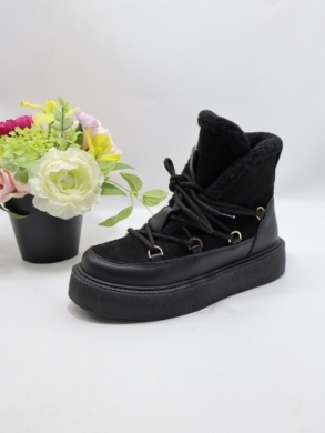 Botki damskie ocieplane na płaskim (36-41) 8353-1 BLACK