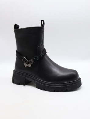 Botki damskie ocieplane na płaskim (36-41) 6043-1 BLACK