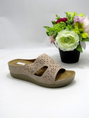 Klapki damskie na koturnie (36-41) 8-127 BEIGE