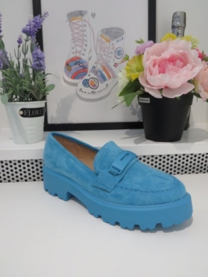 Mokasyny damskie na koturnie (36-41) 3984 BLUE