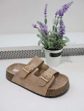 Klapki damskie na płaskim (36-41) 1157 KHAKI