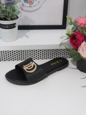 Klapki damskie na płaskim (36-41) W98 BLACK
