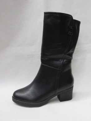 Kozaki damskie ocieplane na obcasie (36-41) G3409 BLACK