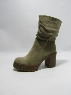 Botki damskie ocieplane na obcasie (36-41) 7617 KHAKI