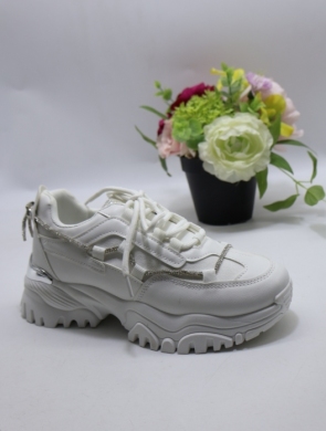 Buty sportowe damskie na płaskim (37-40) WW052 WHITE