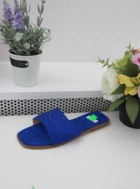 Klapki damskie na płaskim (36-41) F268 BLUE
