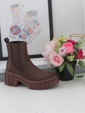 Botki damskie na płaskim (36-41) 8586 BROWN