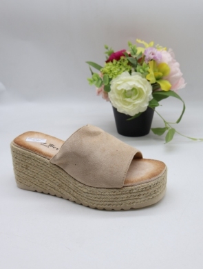 Klapki damskie na koturnie (36-41) A336-19 KHAKI