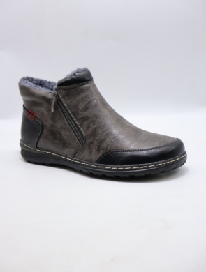Botki damskie ocieplane na obcasie (37-42) 9680-5 GREY/BL