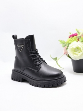 Botki damskie ocieplane na płaskim (36-41) E8223-1 BLACK