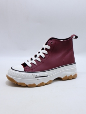 Trampki damskie na płaskim (36-41) BO-11 WINE/RED