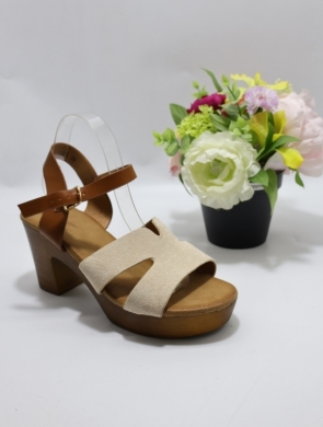 Sandały damskie na obcasie (36-41) YQ 75 BEIGE