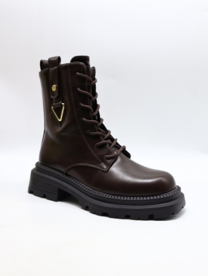 Botki damskie ocieplane na płaskim (36-41) BM173 BROWN