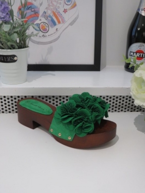 Klapki damskie na obcasie (36-41) LS177 GREEN