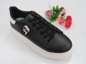 Buty sportowe damskie na płaskim (37-42) W-17 BLACK/WHITE