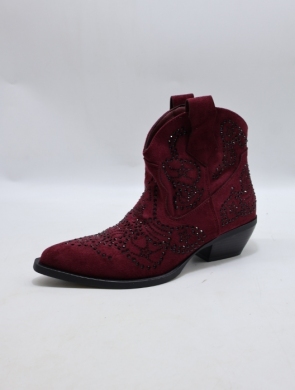 Botki damskie na obcasie (36-41) 7663 WINE