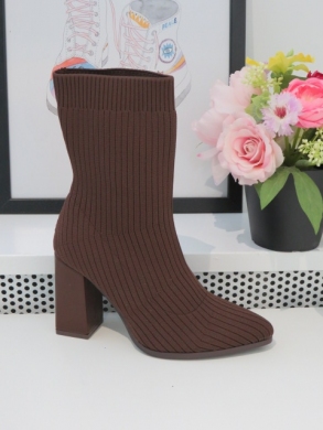 Kozaki damskie na obcasie (36-41) 5737 BROWN